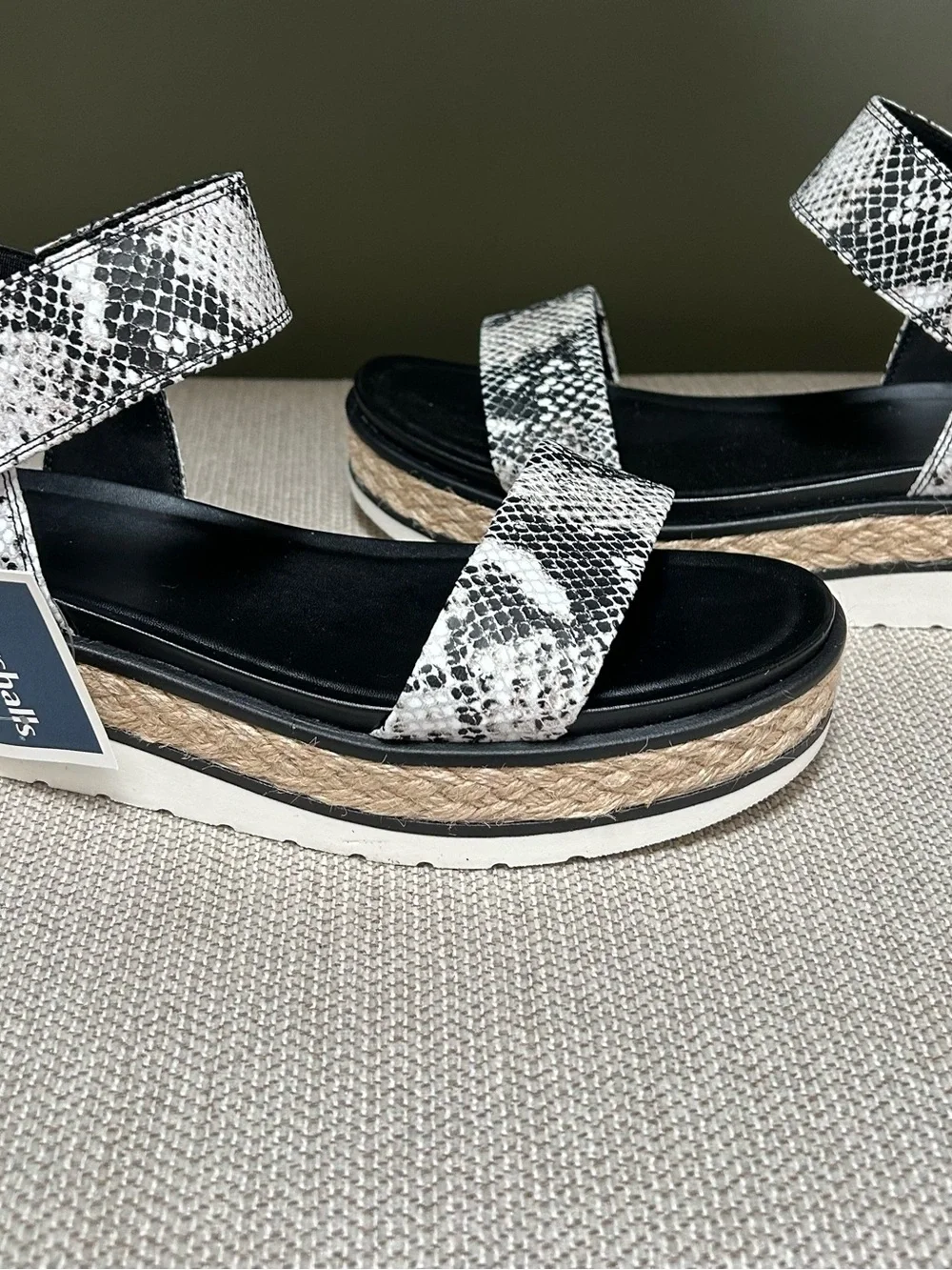 Brand New with tags Women's Snake-Print Platform Sandals - Black/White